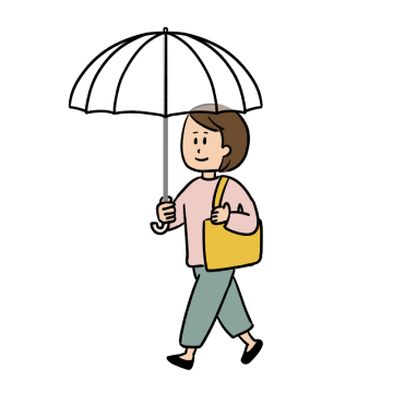 ビニール傘をさす女性のイラスト