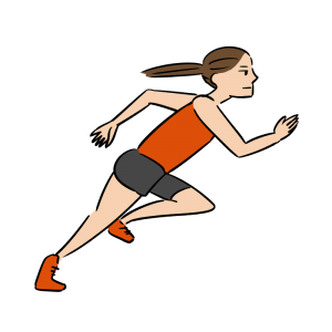 陸上選手の女性が全力で走るイラスト
