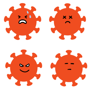 色々な新型コロナウイルスの表情のイラスト