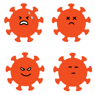 色々な新型コロナウイルスの表情のイラスト