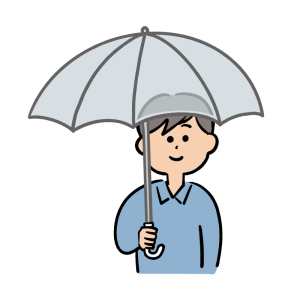 ビニール傘をさす男性のイラスト