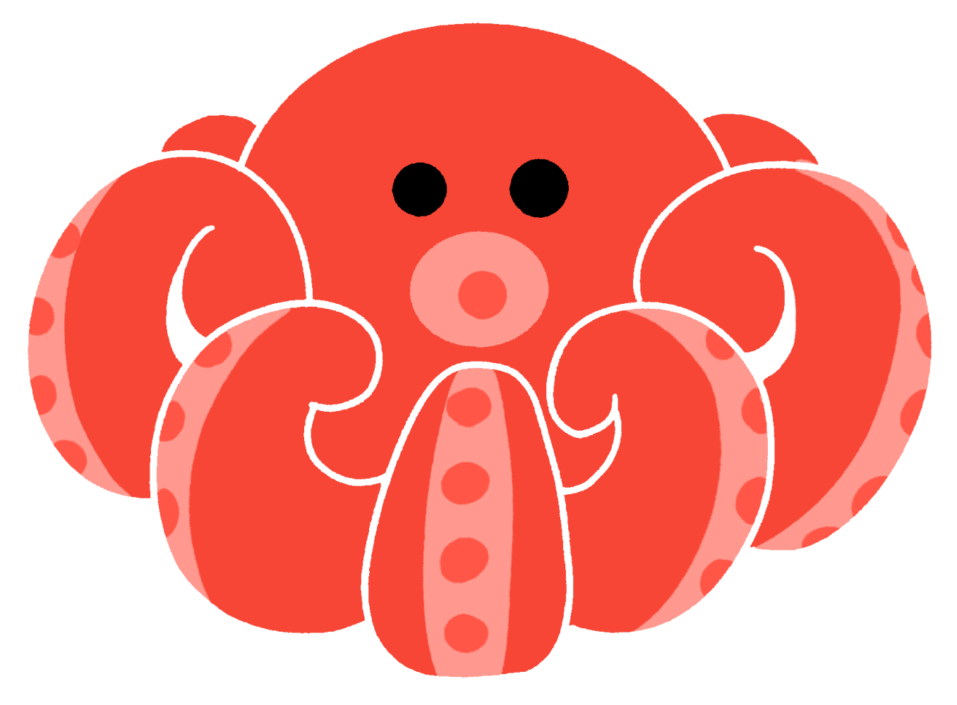 茹でられて丸くなったタコのイラスト