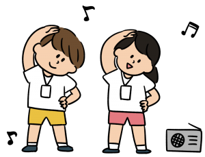 ラジオ体操をする子どものイラスト - ONWAイラスト