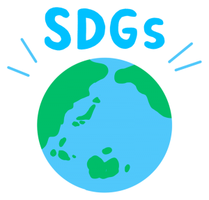 SDGsの文字と地球のイラスト