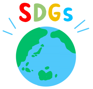 カラフルなSDGsの文字と地球のイラスト
