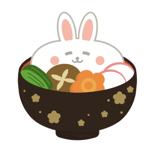 餅がうさぎの雑煮のイラスト