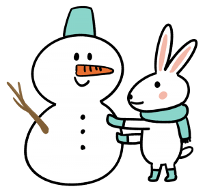 雪だるまとうさぎのイラスト