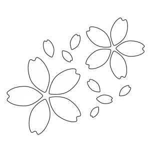 シンプルな白黒の桜のイラスト