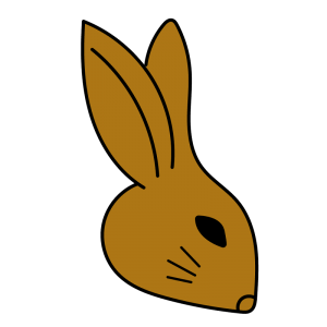 茶色いウサギの横顔のイラスト