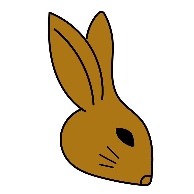 茶色いウサギの横顔のイラスト