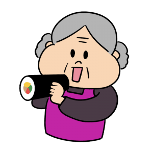 恵方巻きを食べるおばあちゃんのイラスト