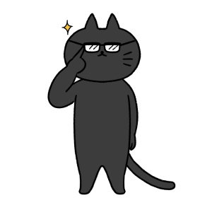 メガネをかけた黒ネコのイラスト