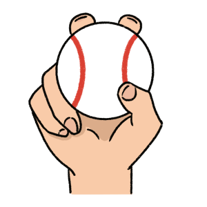 野球ボールを手に持ったイラスト