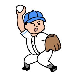 球を投げる瞬間の少年野球のイラスト