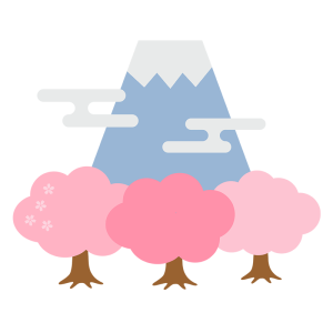 富士山と桜のイラスト 無料フリー素材