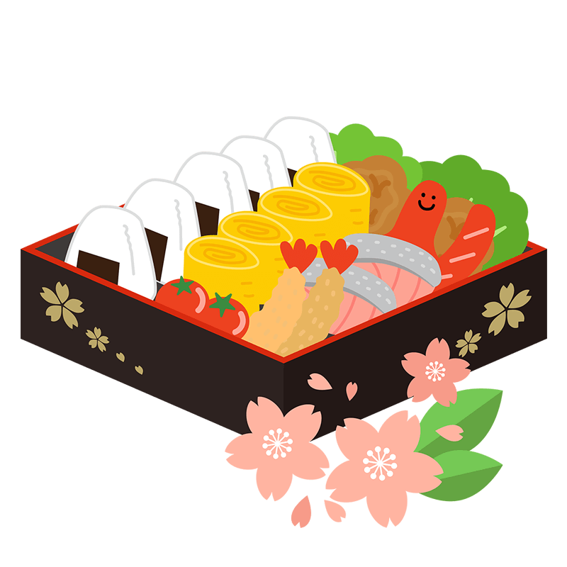 お花見の弁当のイラスト
