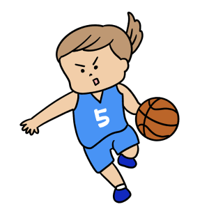 バスケットボールする女子のイラスト