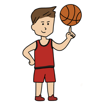 バスケットボールでボールを回す男性のイラスト