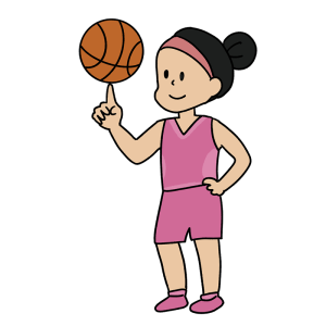 バスケットボールでボールを回す女性のイラスト