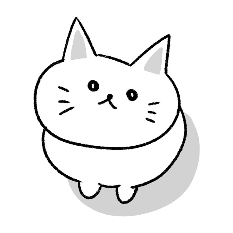 上から見た見上げる白ネコのイラスト - ONWAイラスト