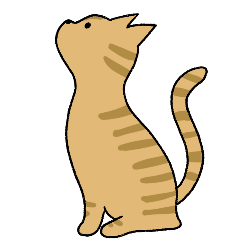 見上げる茶トラのネコのイラスト - ONWAイラスト