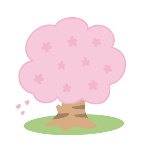 桜が散る桜の木のイラスト