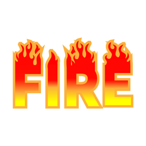 燃え上がる「FIRE」の文字のイラスト