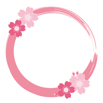 筆で描いた丸い桜フレームのイラスト