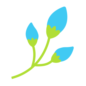 春の青色の小花のつぼみのイラスト