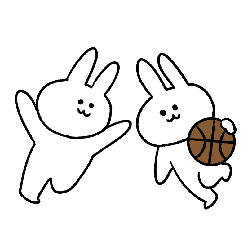バスケットボールするうさぎのイラスト - ONWAイラスト