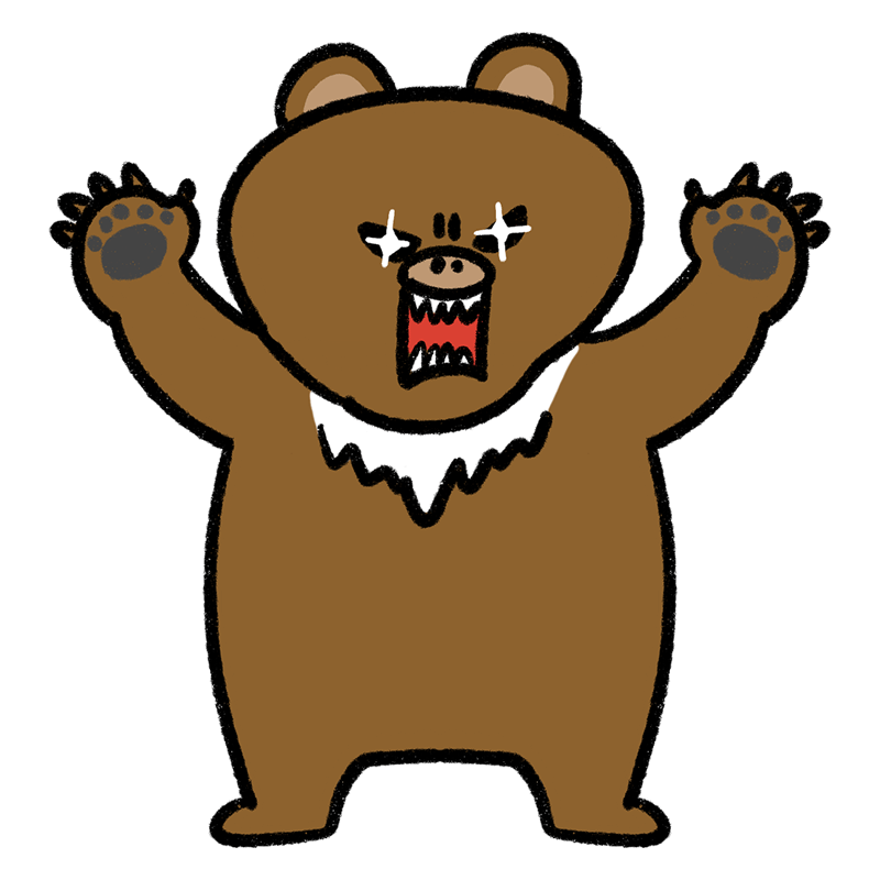 両腕を上げたクマのイラスト - ONWAイラスト