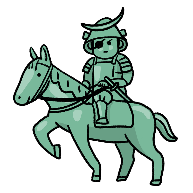 伊達政宗公騎馬像のイラスト - ONWAイラスト