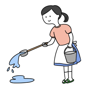 打ち水をする女性のイラスト