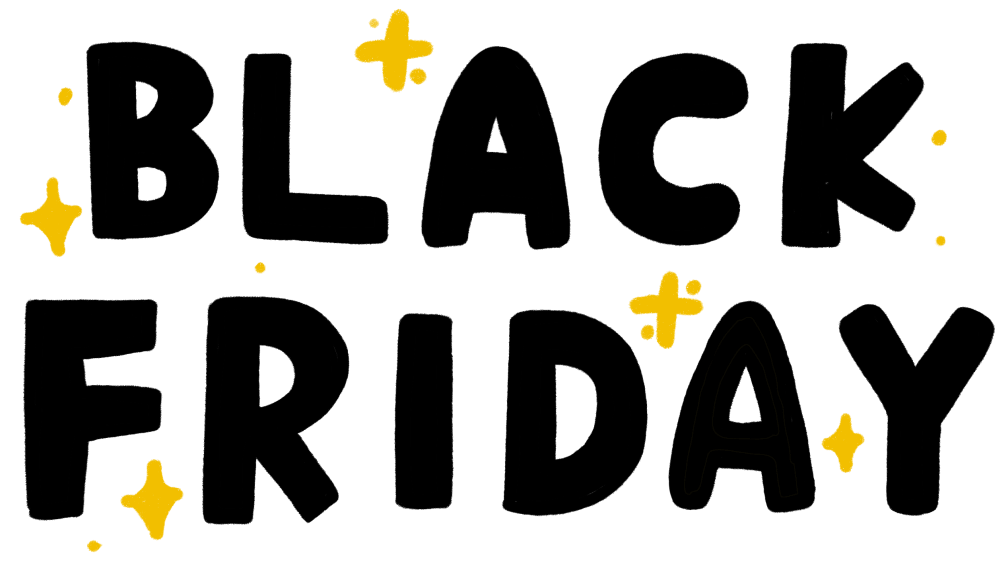 キラキラした「BLACK FRIDAY」の文字のイラスト