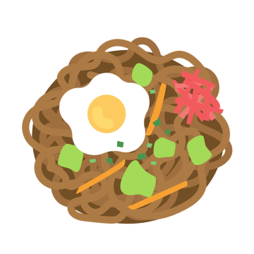 卵の乗った焼きそばのイラスト