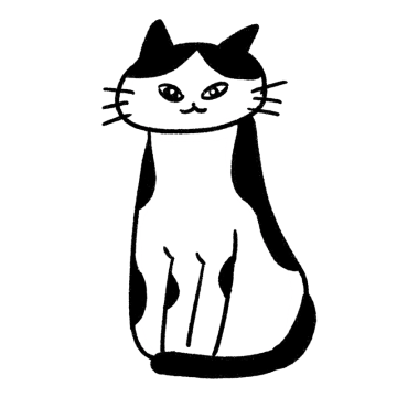 白黒のネコのイラスト