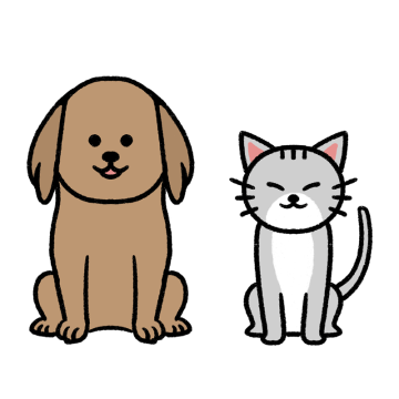 並ぶ犬と猫のイラスト