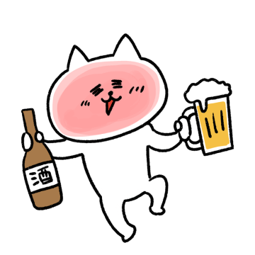 酔っぱらいのネコのイラスト