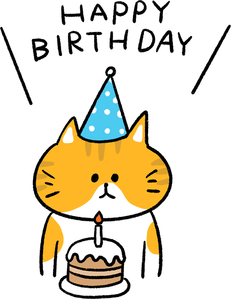 誕生日おめでとうのネコのイラスト - ONWAイラスト