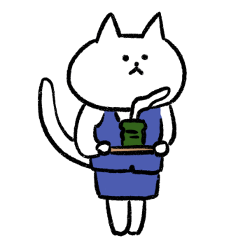 お茶を出すOL猫のイラスト