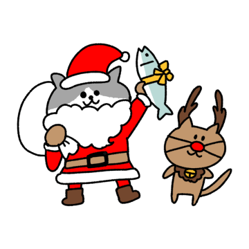 クリスマスのネコのイラスト