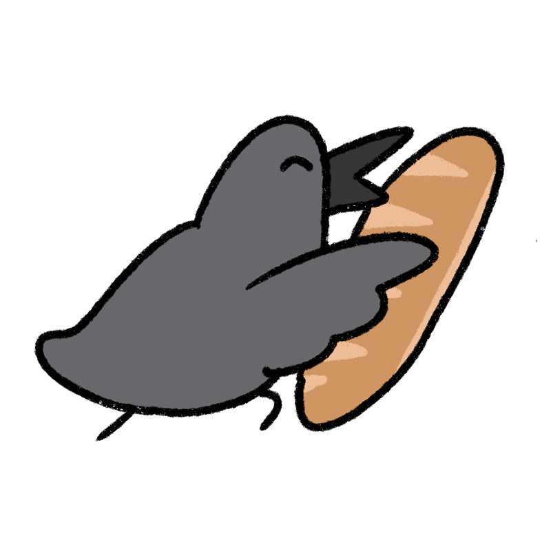 パンを持っているカラスのイラスト - ONWAイラスト