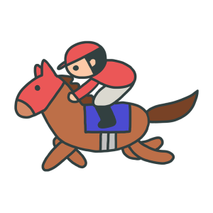 かわいい赤色の競馬騎手のイラスト