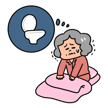 夜中にトイレに行きたくなる頻尿の女性のイラスト