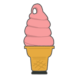 ピンク色のソフトクリーム型の看板のイラスト