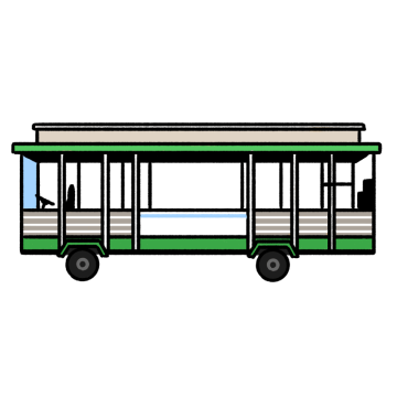 ハワイの緑のトロリーバスのイラスト