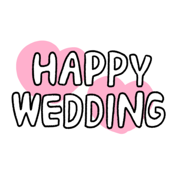 HAPPY WEDDINGの文字のイラスト