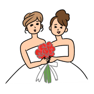 女性の同性結婚のイラスト