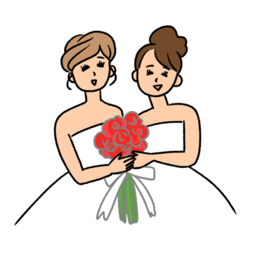 女性の同性結婚のイラスト