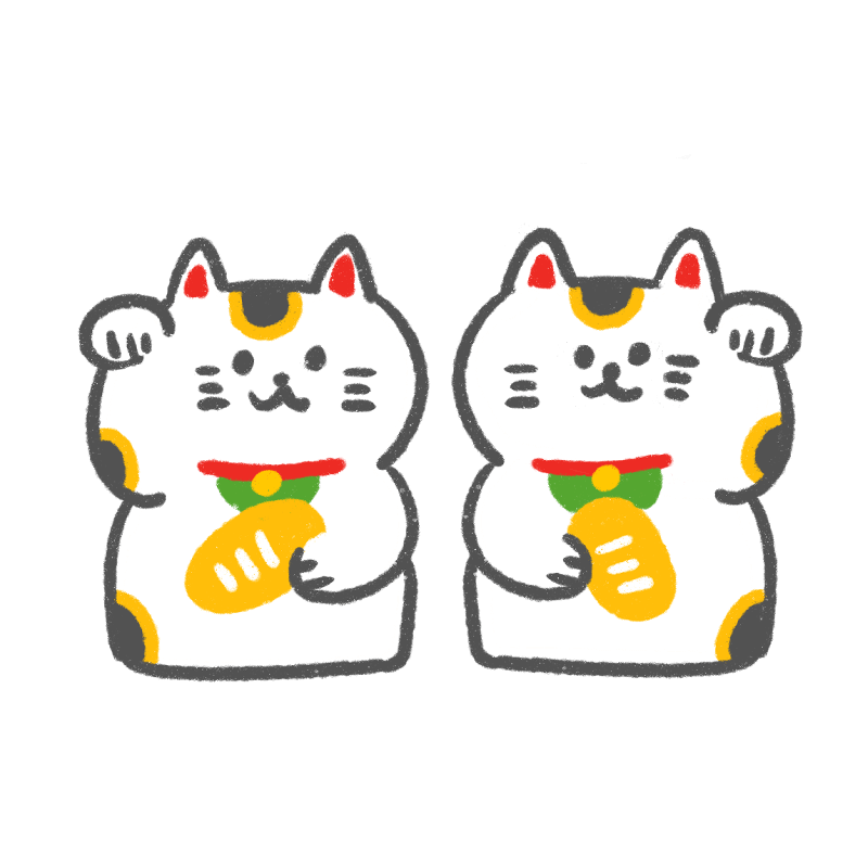 2体の招き猫のイラスト - ONWAイラスト